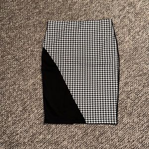 (#008) BLACK & HOUNDSTOOTH PENCIL SKIRT